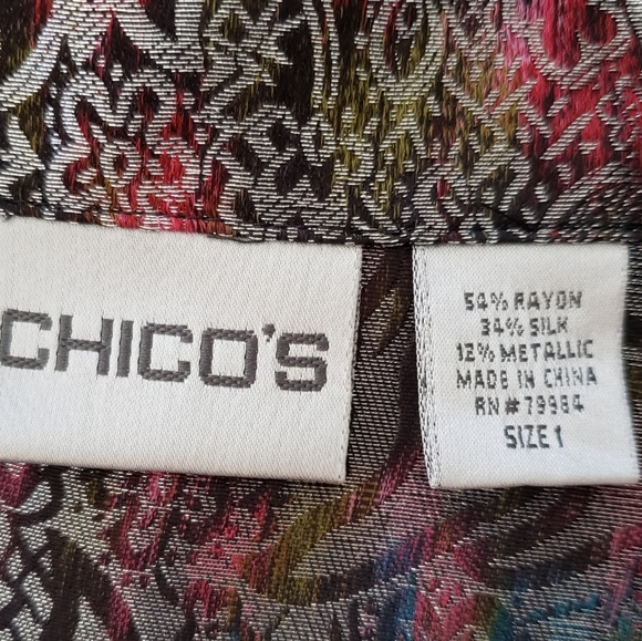 Chico's Metallic Thread Rayon/Silk Jacket vintage - Picture 3 of 8